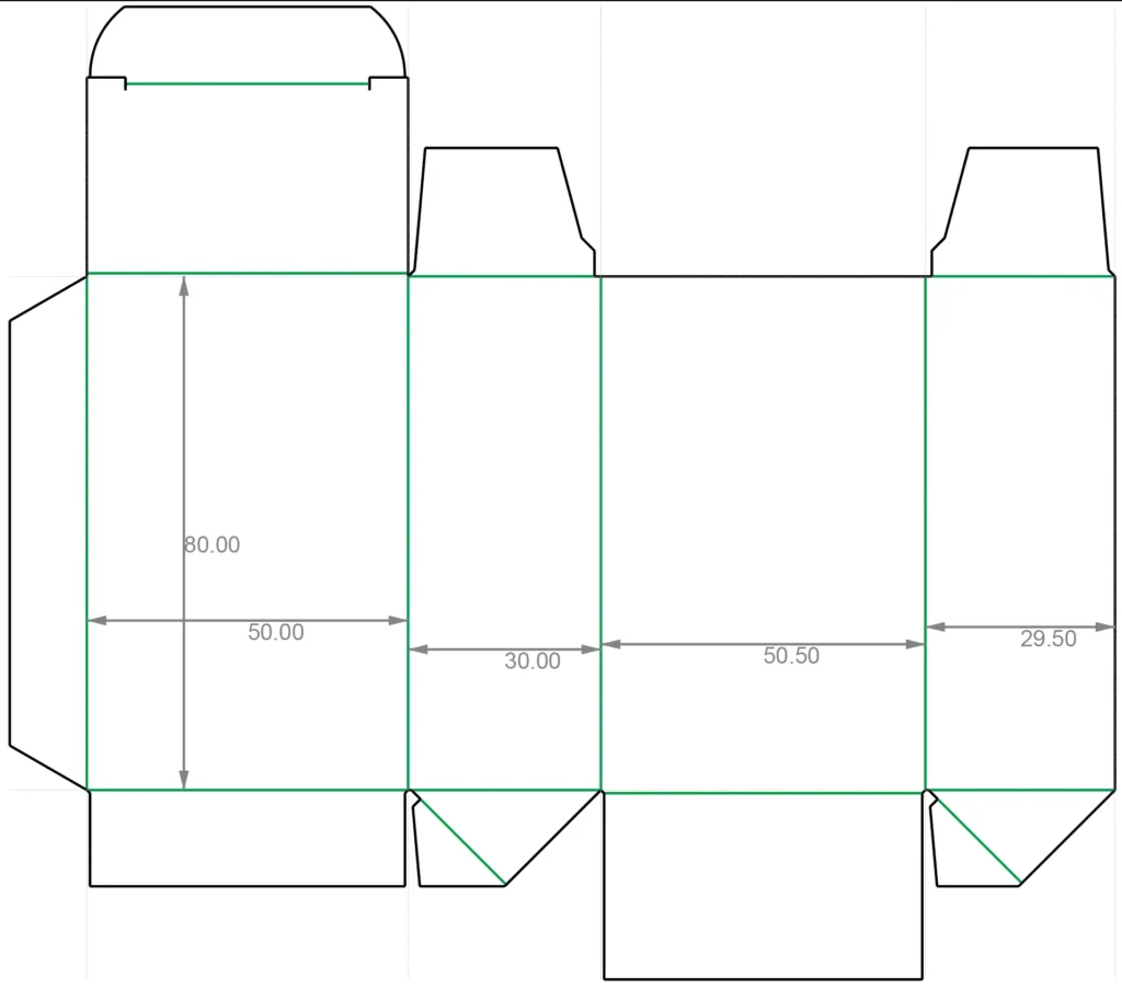 直接產生指定尺寸與紙盒的刀模